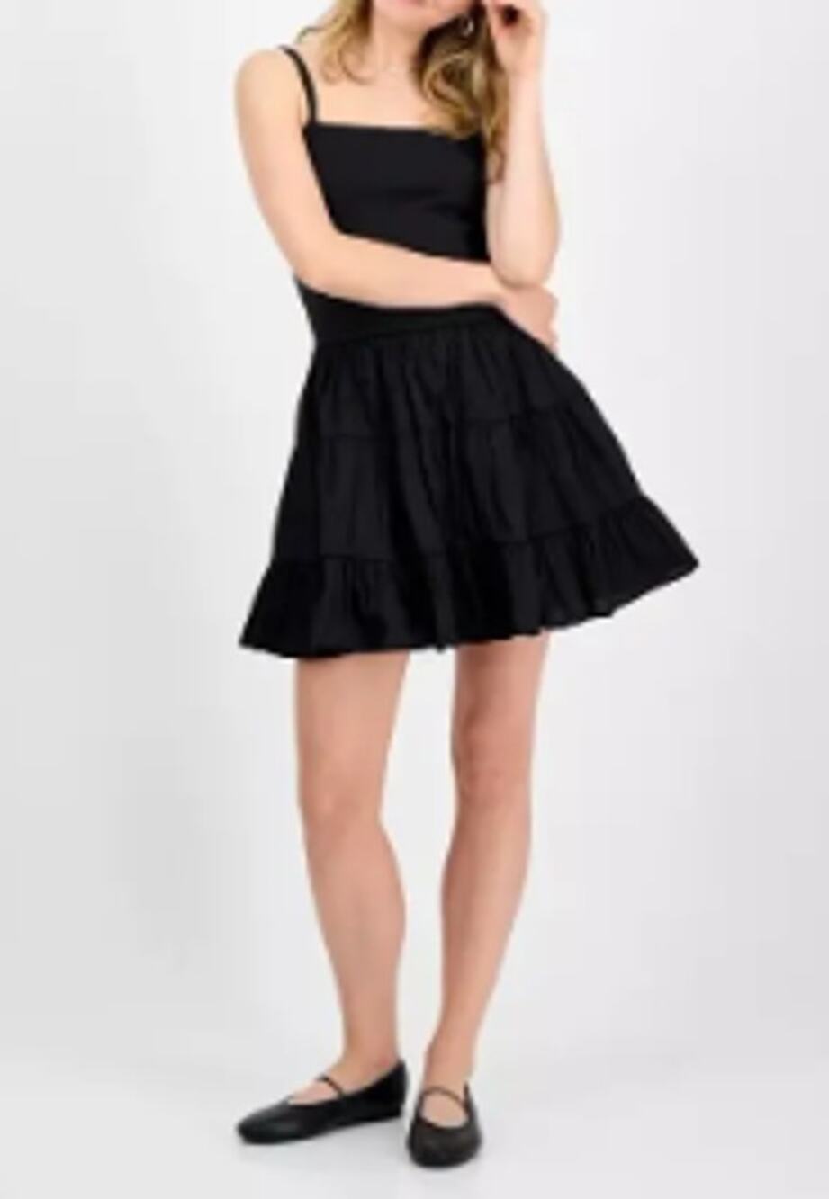 Madden Girl Juniors' Poplin Tier Mini Dress Size M
